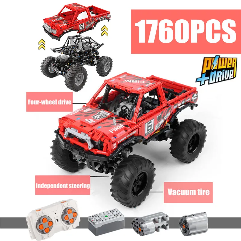 

NEW RC OFF-ROAD Big Foot Four-wheel Power Drive Car Monsters Truck Fit Lepinings Technic Building Block Brick MOC-26278 Kid Gift