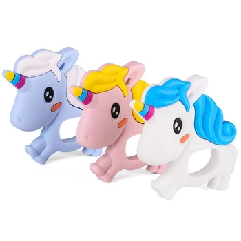 

Unicorn Baby Teething Toy Silicone Teether Animal Pendant DIY Chew Necklace Nursing Food Grade Silicone BPA Free