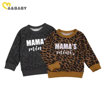 Ma&Baby 0-3Y Autumn Winter Toddler Baby Kid Girls Boys Leopard Sweatshirts Long Sleeve Letter MAMA'S MINI Casual Baby Clothes 1