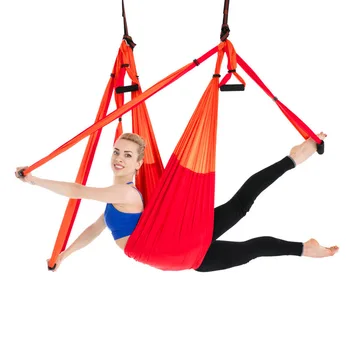 

6 Handles Yoga Hammock Anti-Gravity Nylon Flying Swing Trapeze Aerial Traction Device Home GYM Hanging Belt 6 Colors Hot Sale
