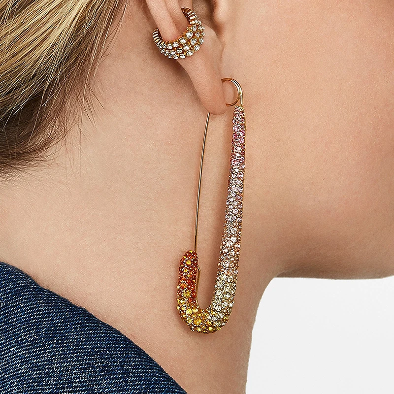 

Vodeshanliwen New Clip Rhinestone Korean Earrings For Women Fashion Bohemia Drop Earrings 2019 Party Accessory