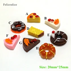 8 pièces/sac breloques en résine pour remplissage de Slime, mignon, Donuts, pour décoration de gâteau, bricolage, téléphone, jouets de cuisine 