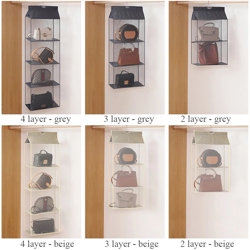 2/3/4 Layers Bag Storage Hanging Bag, Wardrobe Wall Mounted Fabric