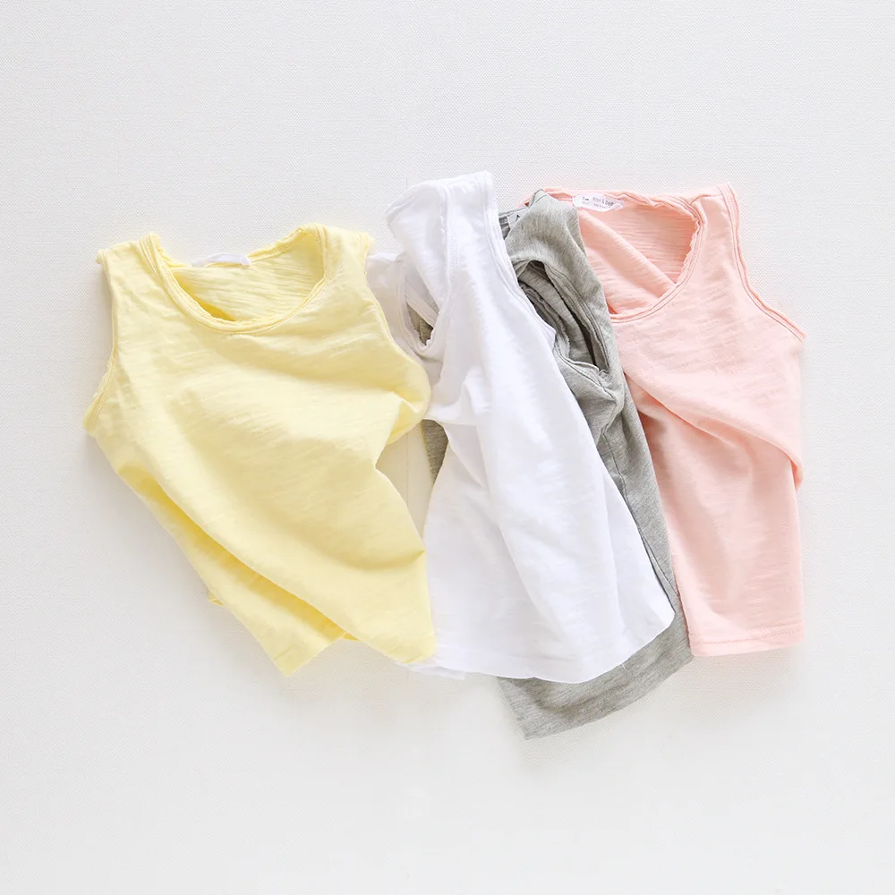 Korean-style Childrenswear Summer New Style Washing Water Slub Cotton Soft Cotton Children's Vest a Generation of Fat TN917