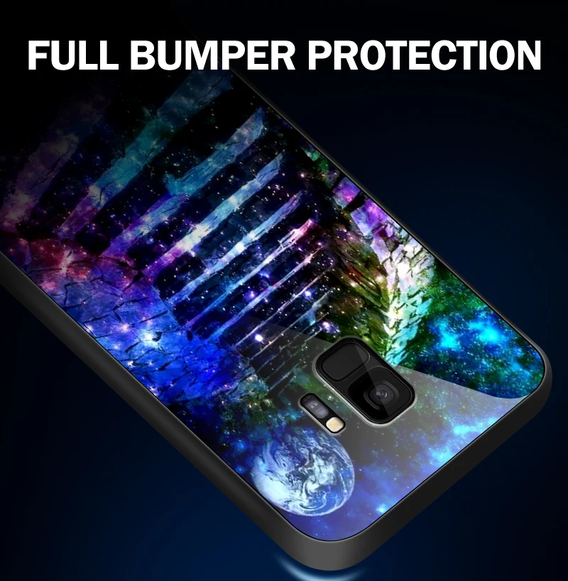 for OnePlus 3T 3 5 6T 5T 6 7 7 Pro Anti Knock Tempered Glass Cover for Samsung Galaxy S9 S8 S10 Plus Printing Fancy Phone Case