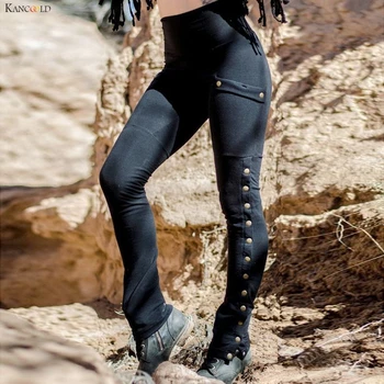 

KANCOOLD pants Women Fashion Sexy Button Casaul Pants Slim Cool Militia Long Trouser Leggings Skinny new pants women 2019Oct29