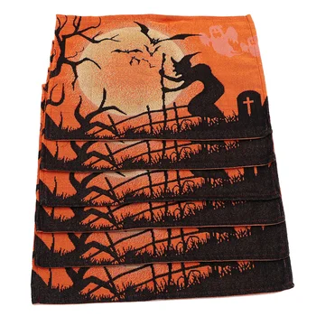 

6Pcs Table Mat Creative Practical Durable Funny Table Cushion Placemat Cotton Table Mat Desk Pad for Halloween Party