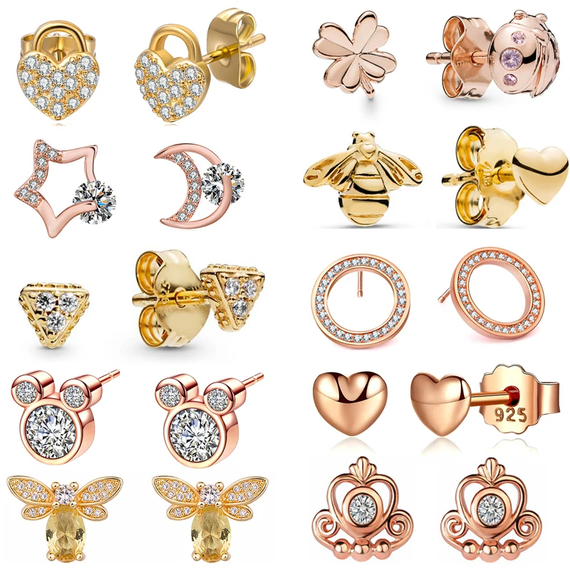 Octbyna новейший бренд розового золота серьги гвоздики для женщин Корона& круглые и золотые гвоздики Пчелка серьги ювелирные изделия подарок дропшиппинг