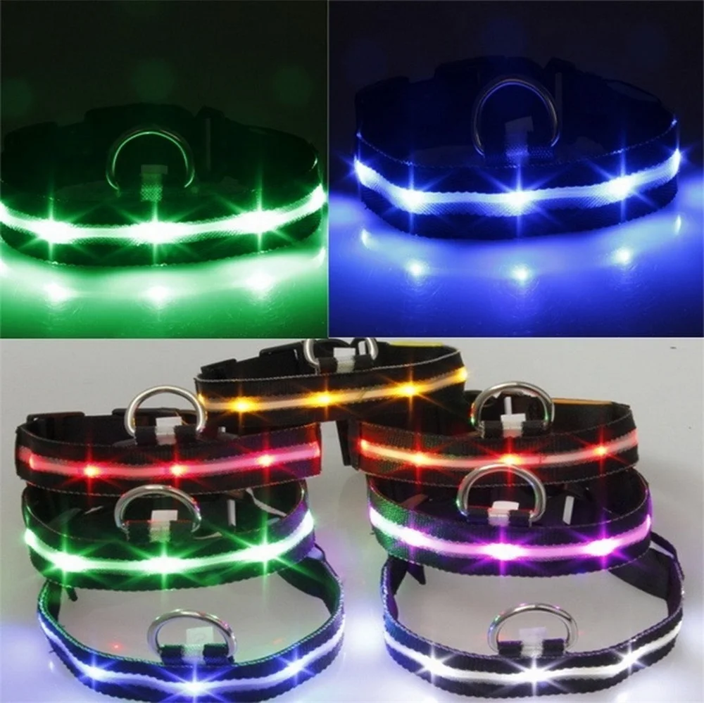 

Pet Dog Led Collar Durable Nylon Adjustable Neck Collar With LED Light for Safety Night Walking Running Small Medium Large Dogs