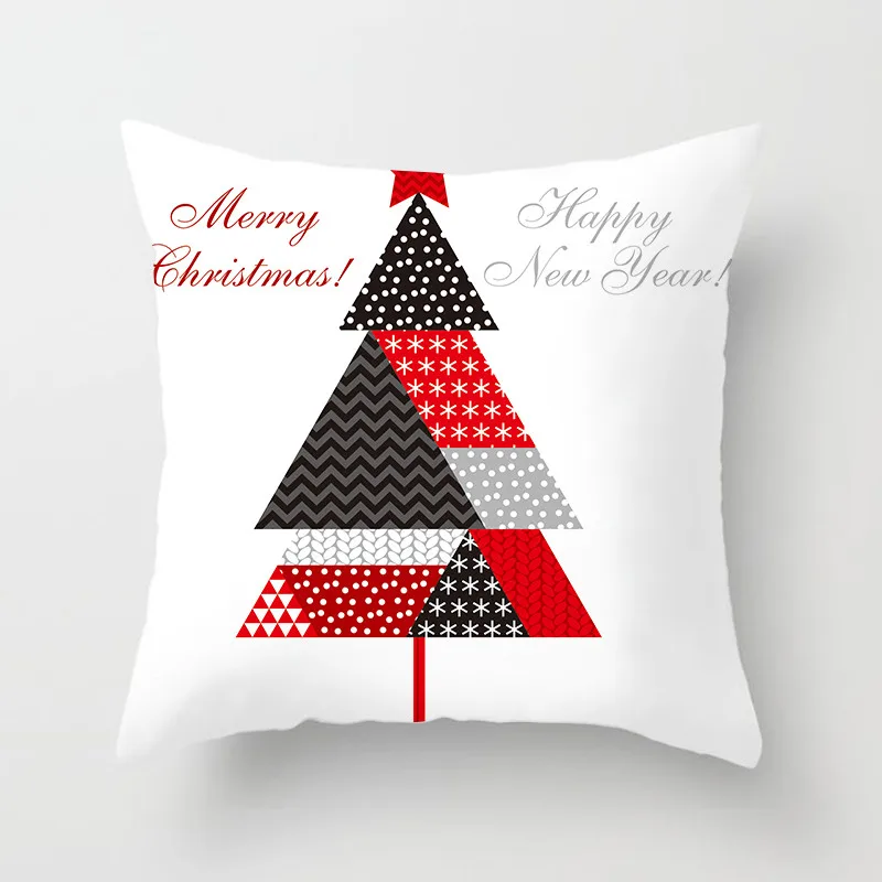 Fuwatacchi Рождественская наволочка для подушки с изображением Санта-оленя, дерева, Мягкая Наволочка для подушки, домашний диван, спальня, черный декоративный чехол для подушки - Цвет: PC04469