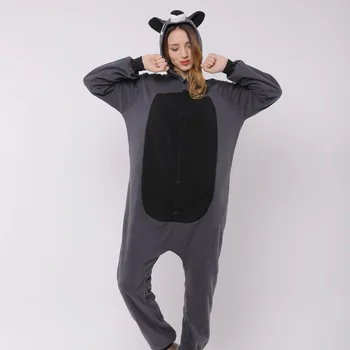 

Gray raccoon woman cartoon animal piece pajamas fleece material autumn and winter men season home service