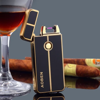 

luxry Rtro design lectronic Pulse Usb Recharge cigar lighter Arc windproof Cigarette lighter men gift AL007