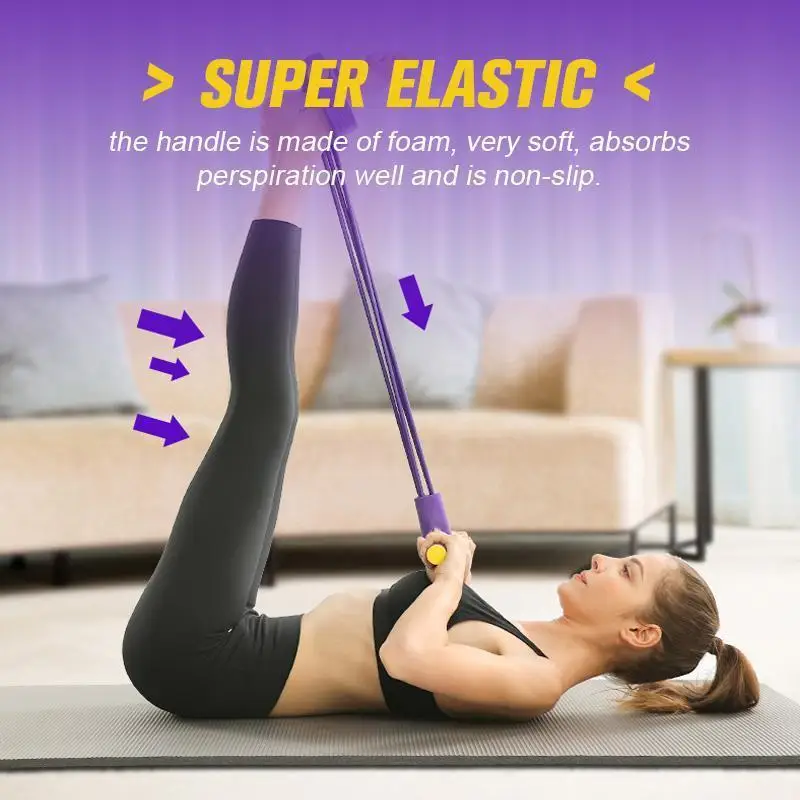 Amazon-expansor de pecho de Pedal multifuncional, cuerda de tirar de cuatro tubos, cinturón elástico de Yoga, banda de tensión de Pedal