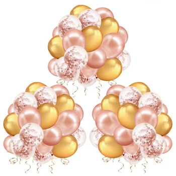 

60 Pack Rose Gold Confetti Balloons 12 Inch Gold Latex Balloon Set for Wedding Birthday Party Graduation Decorations