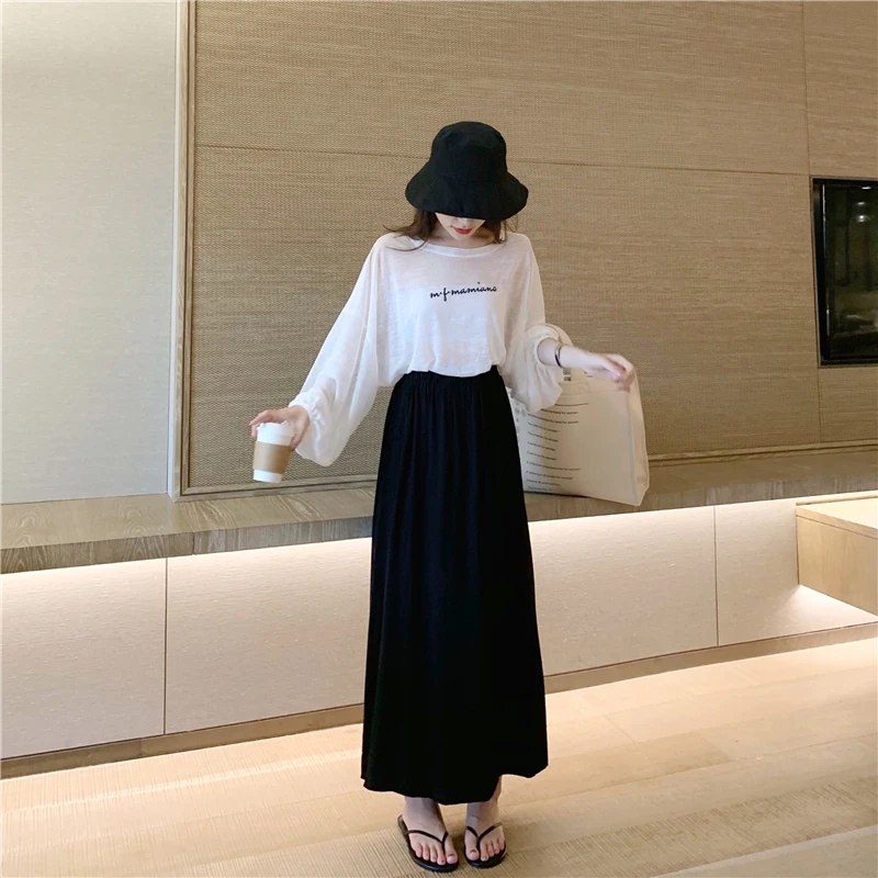 Black strap skirt Тонкая летняя женская винтажная длинная юбка-подтяжки стиль Mori Girl преппи стиль с перекрестными завязками и высокой талией трапециевидная юбка - Цвет: Black strap skirt