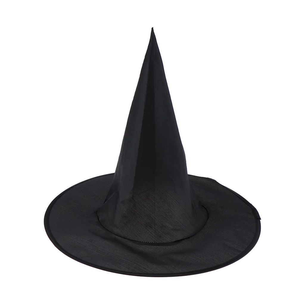 Black Fabric Pointed Witch Hat Fancy Party Wizard Costume Props Unisex