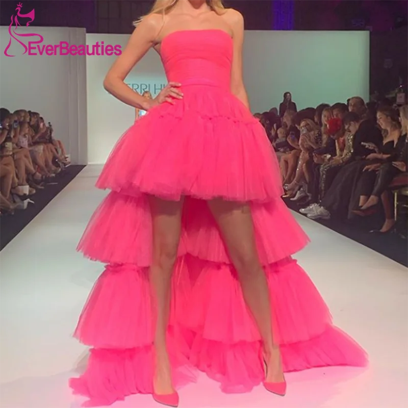 Платья на выпускной с вырезом сердечко Тюль Вечерние платья Vestido Formatura Robe De Soiree короткое спереди длинное сзади Vestidos De gala