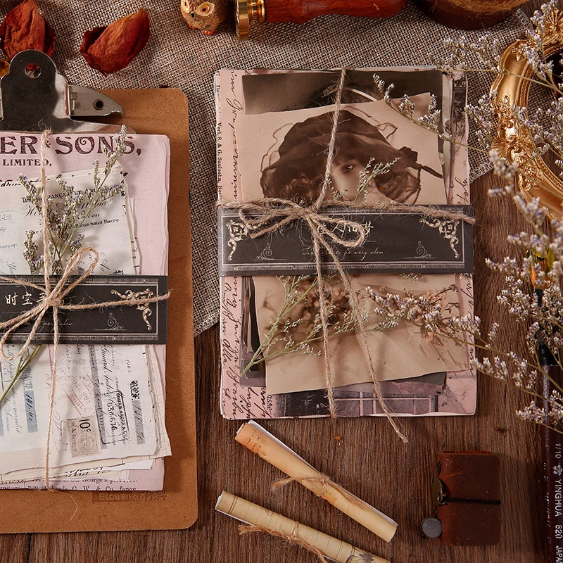 DIY Scrapbooking Accessories Vintage Old Time Material Paper DIY Scrapbook Junk Journal Base Collage Diary Happy Plan Gift wrapping Decoration material paper