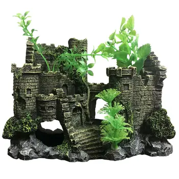 

Aquarium Castle Decorations Leaves Castle Ornament Fish And Shrimps Pass Through Cave For Plant Fish Tank