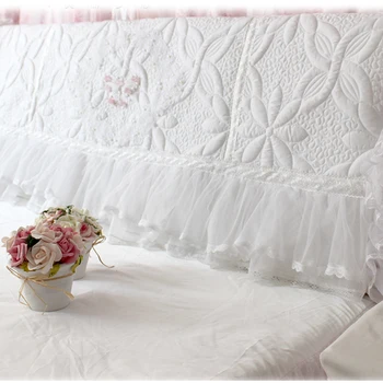 

White Classic Bow Pink Crystal hang feng mian-Layer Bed Cover Pure White Lace Edge Bedside Dust Cover