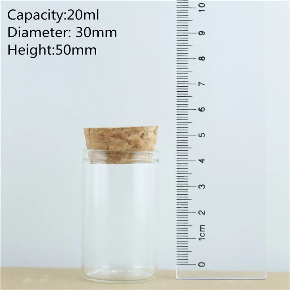 24pcsLot Tiny Cork In Vitro Thick Glass Bottles Wishing Bottle Glass Cork Stopper Jars Storage Souvenir Container (24)
