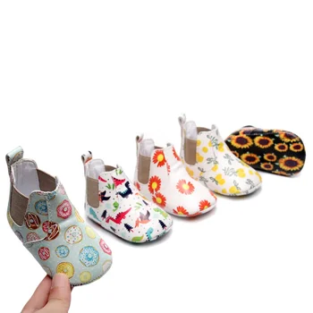 

Baby Shoes New Infant Cartoon Elastic High-top Shoes Baby Soft Sole Anti-slip Toddler Shoes Newborn First Walker