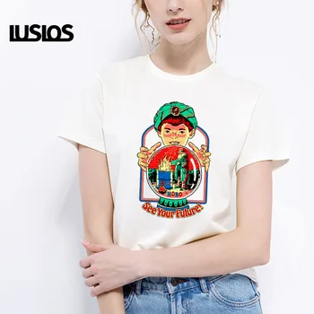 

LUSLOS Graphic T Shirt Female Tee Shirts Women Short Sleeve Funny Tops Tees See your future Magic T-shirts White Halloween Tees