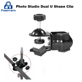 

Powerwin Photo Studio Heavy Duty Double U/C Type Clip Clamp Holder Brackect Light stand Boom Arm Clamps Screw Mount Adapter