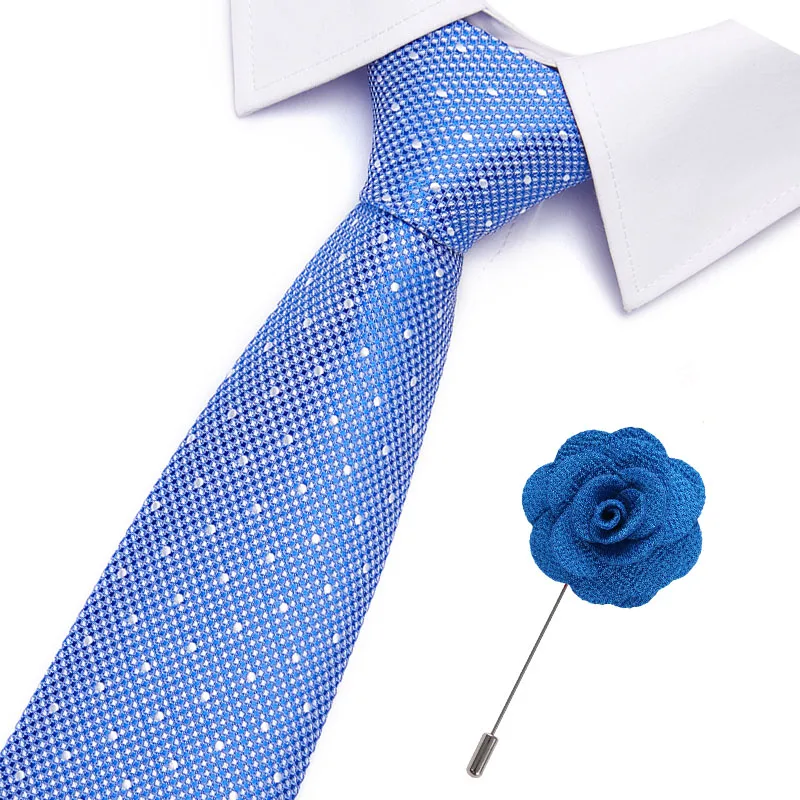

New Classic 100% Silk Men's Blue Dot Ties 7.5cm Neck Ties for Men Formal Business Luxury Wedding Party Neckties