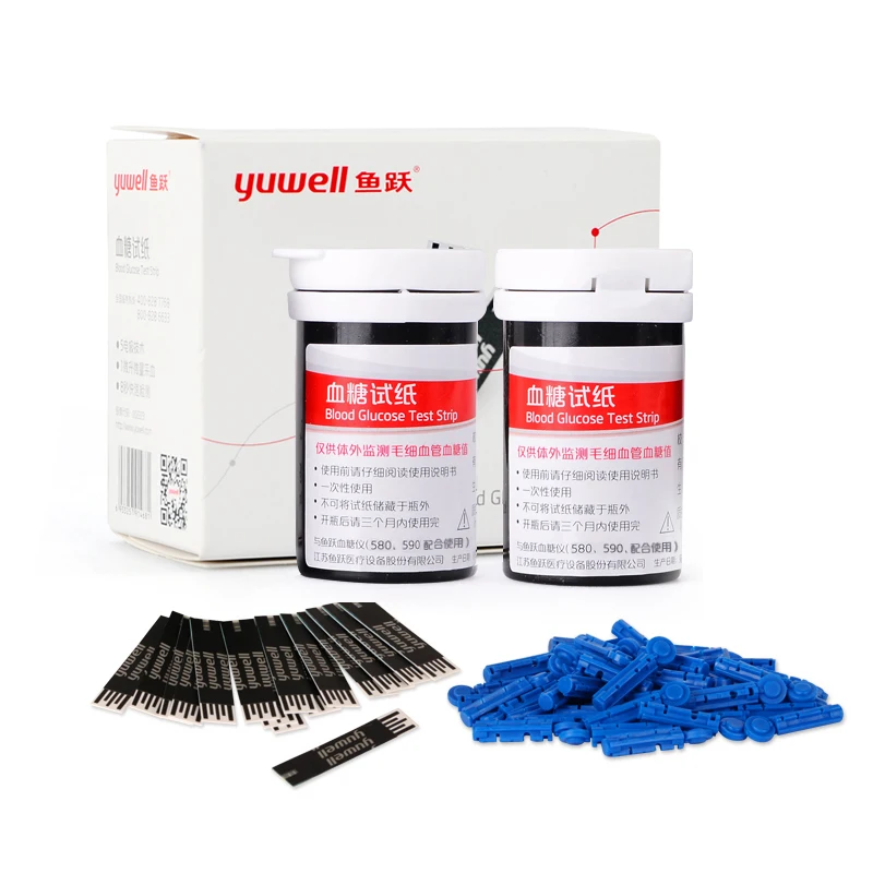 Глюкометр Yuwell, 50/100/200/500 шт для измерения уровня глюкозы в крови Тесты+ стерильные ланцеты для диабета, глюкометр для измерения уровня глюкозы в крови глюкометр 580 590