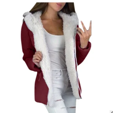 Модное зимнее женское пальто, женские зимние Утепленные Пальто с длинным рукавом, теплая куртка, верхняя одежда, пальто на молнии, женское Смешанное пальто - Цвет: Wine red