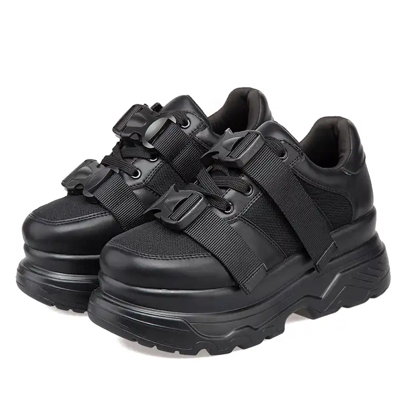 platform tennis shoes black