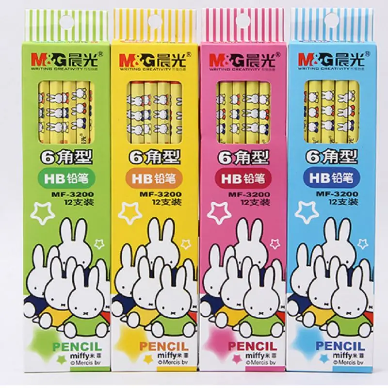 12 деревянный карандаш hb Обучающие канцелярские принадлежности Miffy детский
