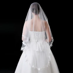 New Arrival 1.5 Meter White Wedding Veils Short One Layer Butterfly Bridal Veil Appliques Lace Edge  Wedding Accessories 2020