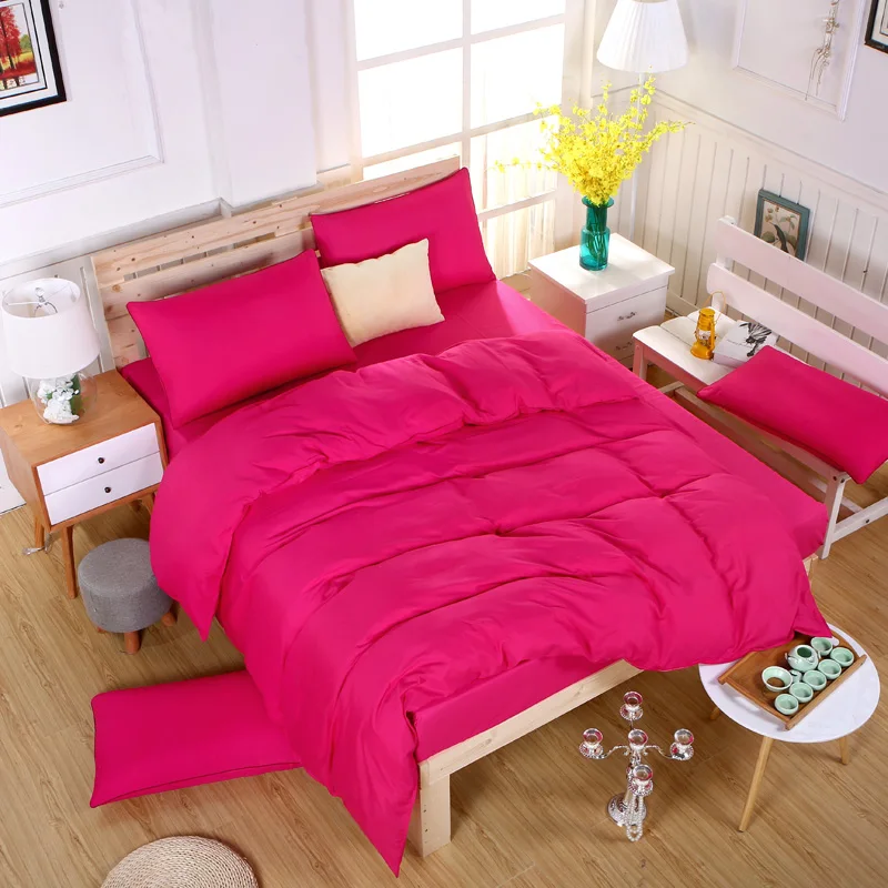 Классические простые однотонные Цвет постельного белья Король queen полный размер Twin, нежно-розовый цвет пододеяльник для пухового одеяла простыня наволочка(ы) комплект 3/4 шт