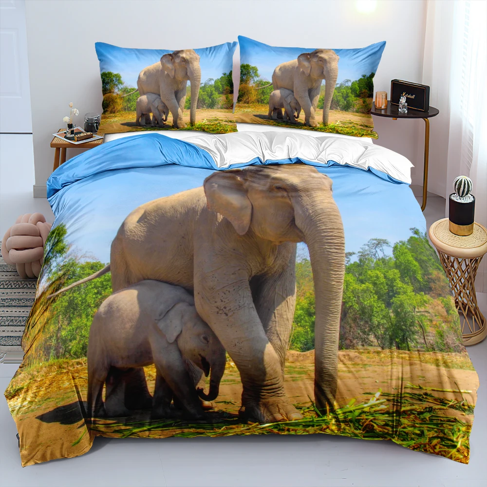 

3D White Beddings Custom Design Elephant Duvet Cover Sets Animal Bed Linen Pillow Cases180*200cm Full Twin Double Single Size