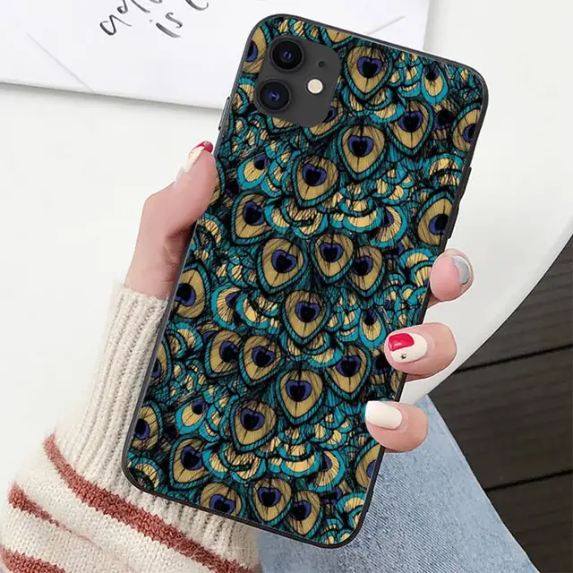 YNDFCNB peacock feather Phone Case for iPhone 11 12 pro XS MAX 8 7 6 6S Plus X 5S SE 2020 XR cover a12