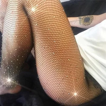 

2020 European and American Style Women's New Sheer Mesh Diamond Romper Socks with Pedal