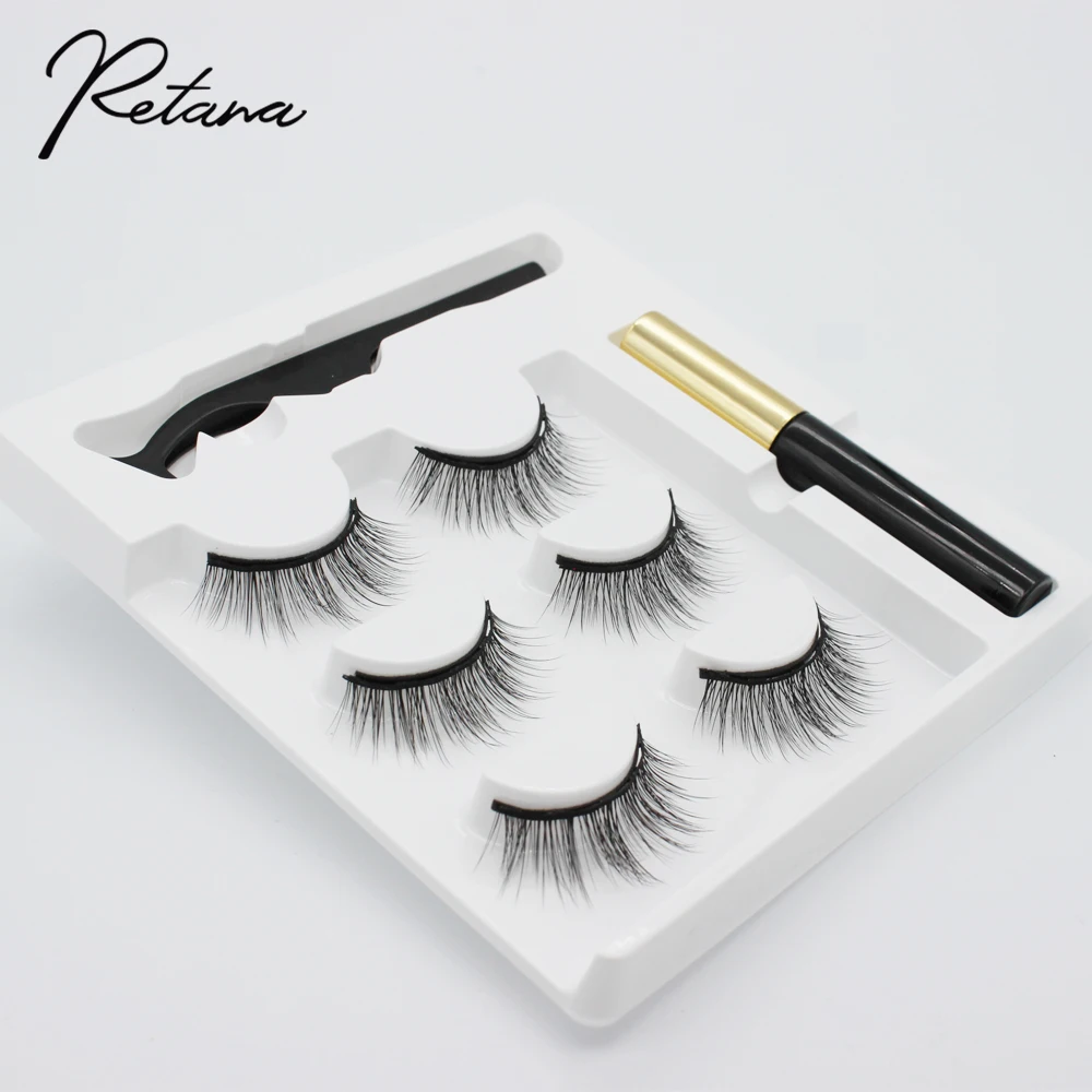 Magnetic Eyelashes 3D false eyelashes magnetic liquid eyeliner waterproof durable tweezer set hand eyelash makeup tool,fake eyelashes