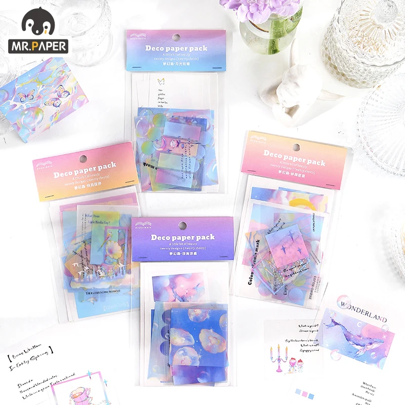 El Sr. De papel 20 unids/set 4 diseños de estilo de dibujos animados azul estrellada Series marinas Bloc de notas con adhesivo creativa de Mano cuenta Deco DIY Material de papel