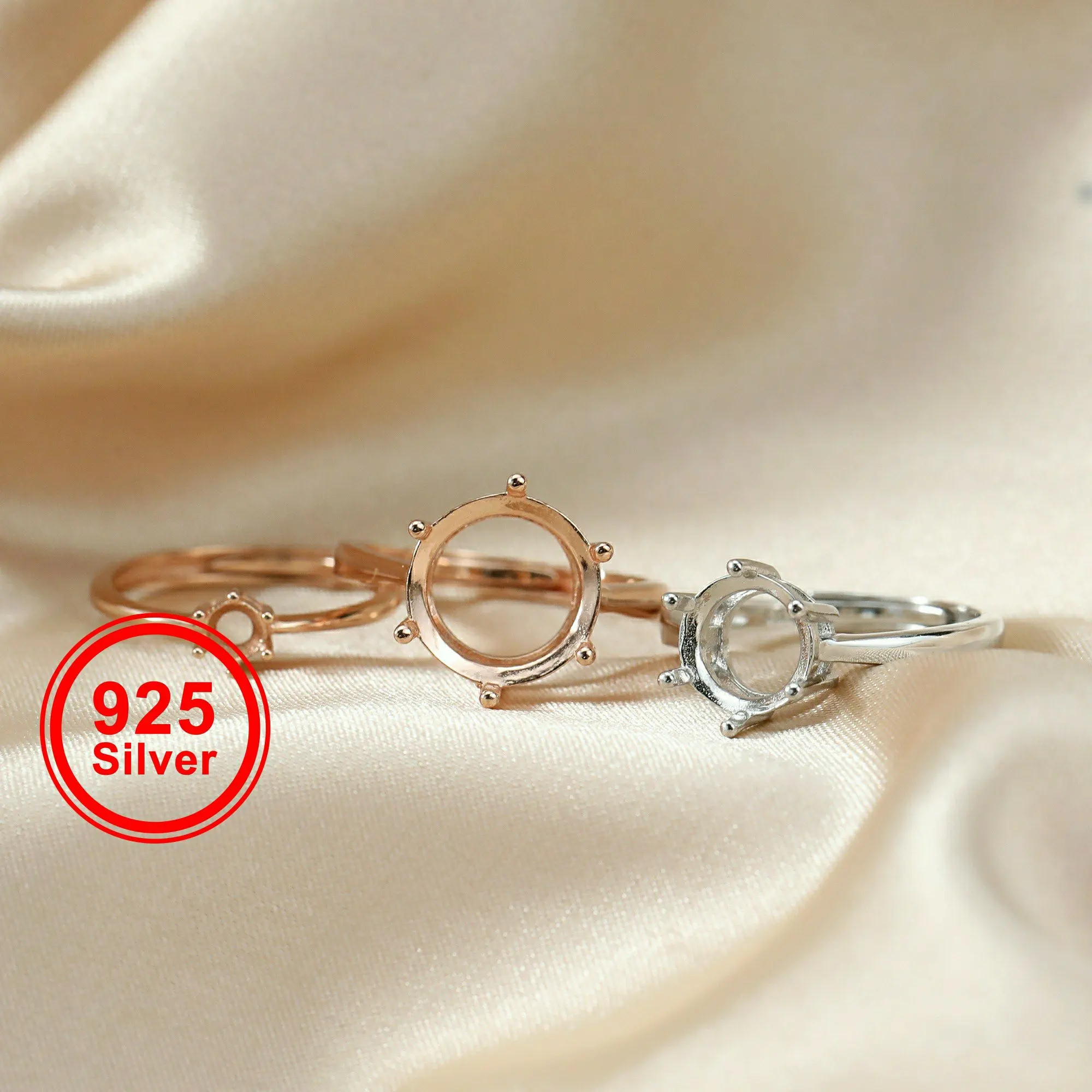 925 Sterling Silver Prong Setting 925 Sterling Silver Ring Settings