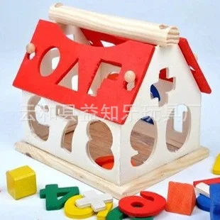 

Wooden (Small) Numbers House Shape House Acumen Estates Are Shape Cognitive Matching Children'S Educational Toy