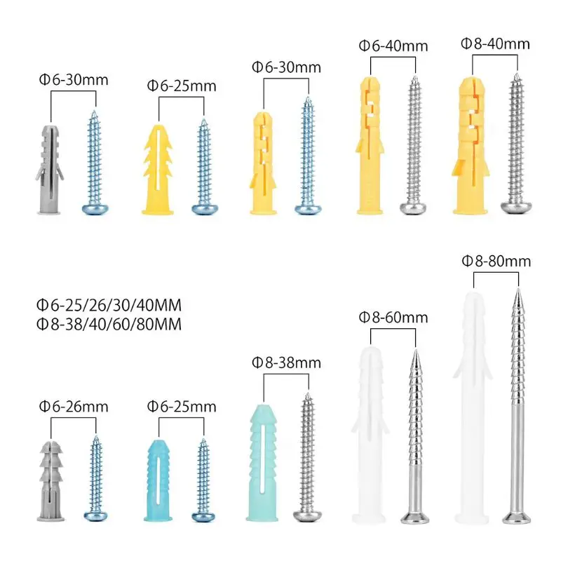 

200/300PCS Metal Expansion Anchors Screws Self-Tapping Screw Set M4 M5 Wall Plug