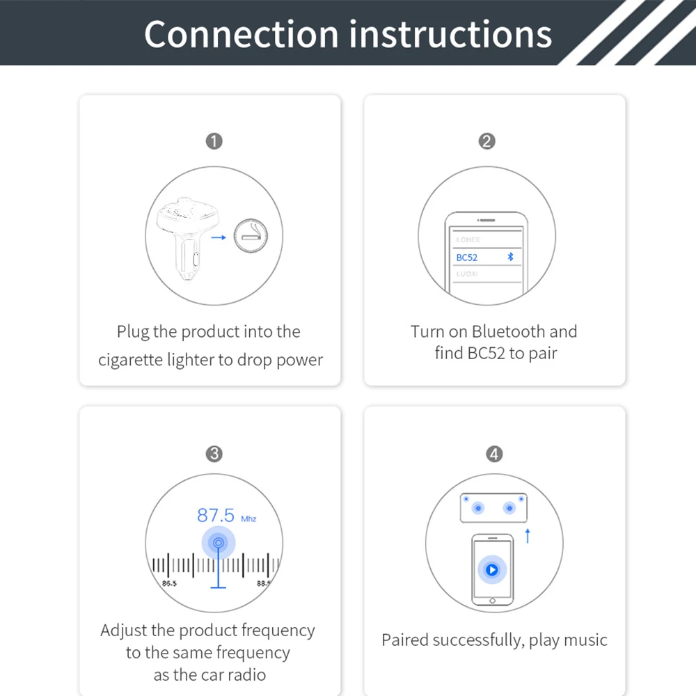Автомобильный MP3-плеер fm-передатчик Bluetooth Hands-Free красочные атмосферные огни двойной USB QC3.0 Быстрая зарядка автомобильные аксессуары