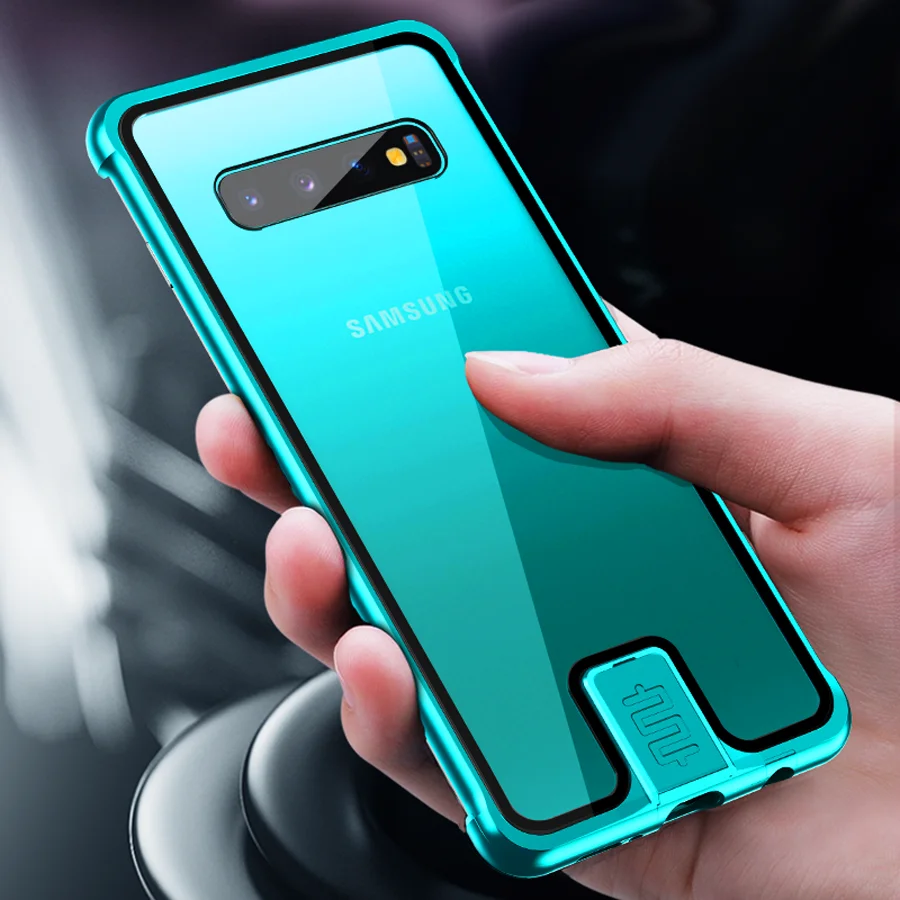 Роскошный прозрачный стеклянный чехол для телефона Samsung Galaxy S10 5G Plus алюминиевый