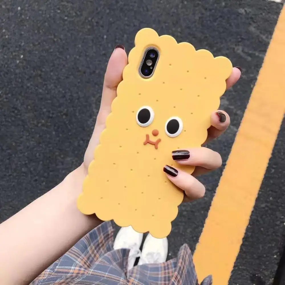 1 Забавный 3D чехол для телефона с изображением печенья для iphone 11 pro Max XR XS MAX X Мягкий силиконовый чехол с большими глазами Чехол для iphone 7 8 6s 6 plus coque - Цвет: 1