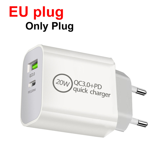 Phone Charger USB Adapter Dual USB Charging US EU AU UK Plug Travel Charger 20W Fast Charger for Iphone13 Samsung HUAWEI