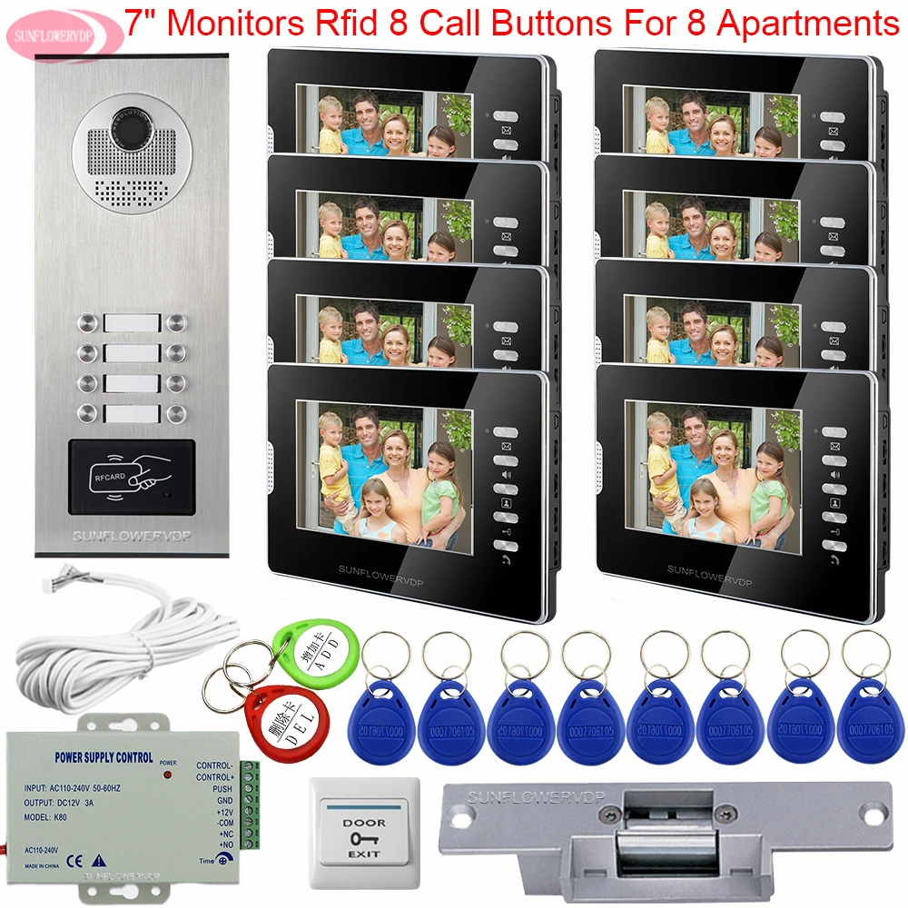 Intercom for a Private House Video Doorbell With Monitors Access Control Door Station for Video Intercom + Electric Strike Lock Intercom for a Private House Video Doorbell With Monitors Access Control Door Station for Video Intercom + Electric Strike Lock