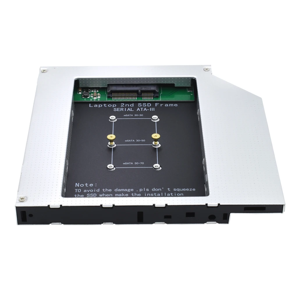 TISHRIC HDD 캐디 Msata SSD, SATA 2 차 캐디 SSD, 하드 디스크 드라이브 어댑터 케이스 박스, 노트북 CD-ROM DVD-ROM 광학 베이, 12.7mm