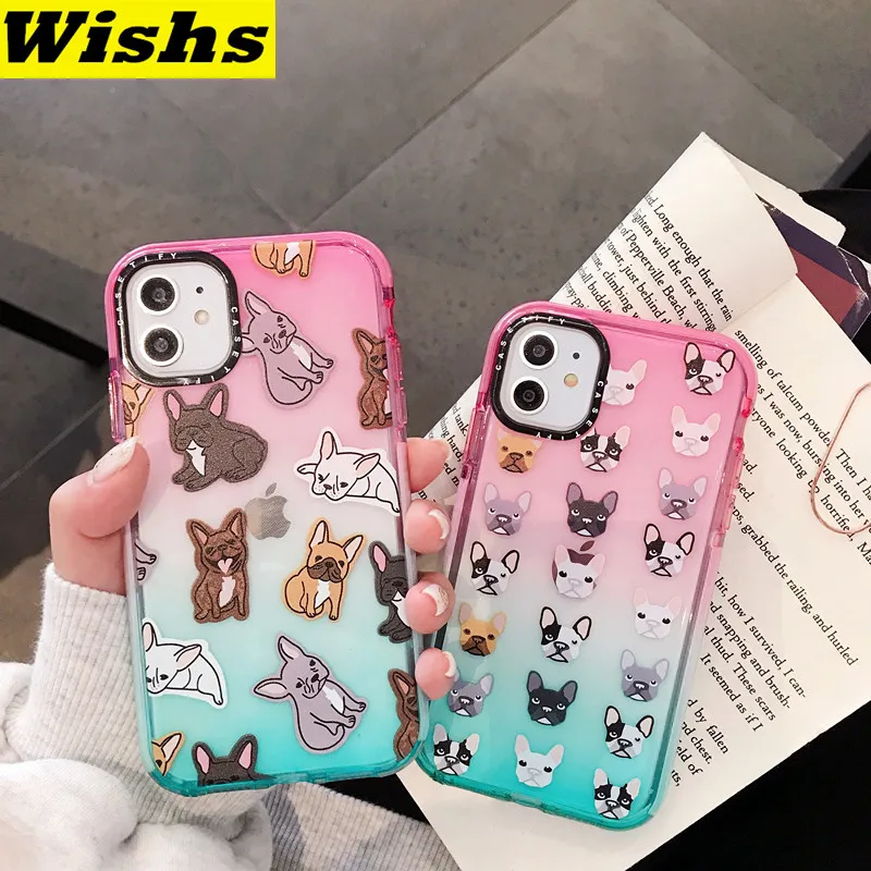 

Gradient Phone Case for iPhone 11 Pro Max XR X XS 7 8 Plus SE 2020 Cute French Bulldog lion bear unicorn flowers Clear TPU Cover